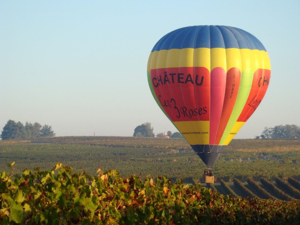 Survol des vignes en montgolfière